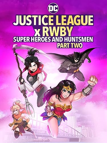 Blu-ray cover featuring Batman, Wonder Woman, and characters from RWBY.