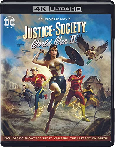 Blu-ray cover for "Justice Society: World War II" featuring superhero characters.