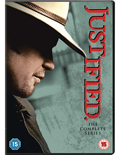 DVD cover for "Justified" featuring a man in a cowboy hat.