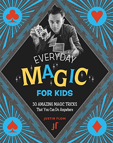 Book cover: magician holding cards, title "Everyday Magic for Kids".