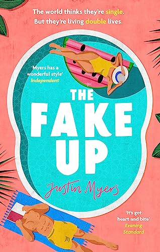 Book cover with title "The Fake-Up" and illustrations of people relaxing.