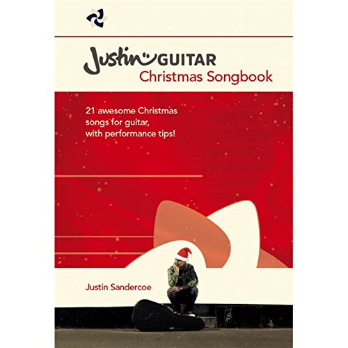 JustinGuitar Christmas Songbook" cover with guitar and Santa hat image.