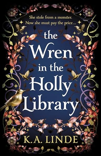 Book cover featuring a wren perched amongst holly and floral embellishments.