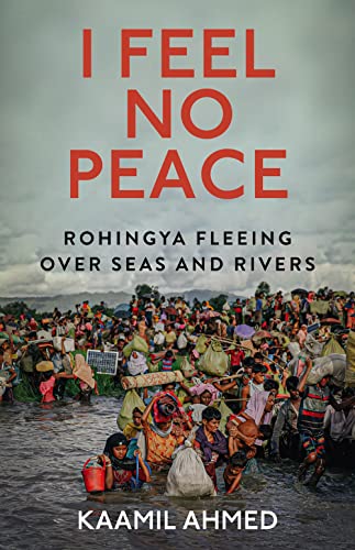 Book cover depicting a large group of Rohingya refugees wading through water.