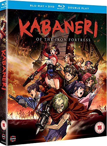Kabaneri of the Iron Fortress Blu-ray/DVD cover featuring anime characters and a fortress.