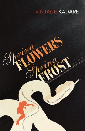 Book cover: black background with orange text, white snake, and small figure.