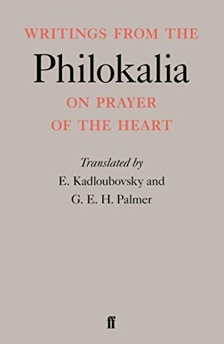 Book cover, likely dark colored, with gold lettering for “Philokalia” and religious iconography.