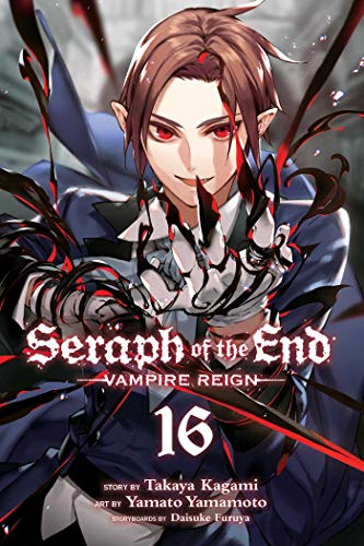 Manga volume 16 cover featuring a young man with red eyes and black tendrils.
