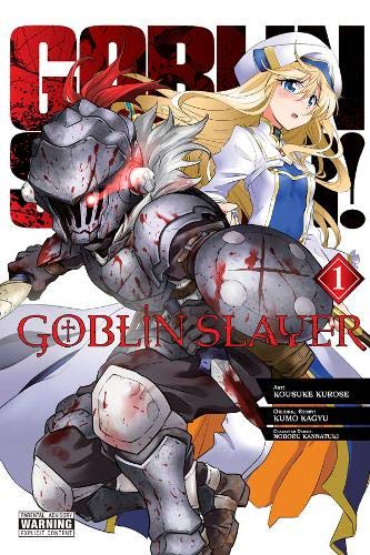 Manga cover featuring a blood-stained armored warrior and a blonde priestess in the background.