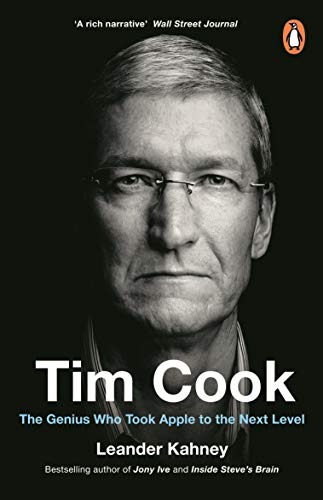 Book cover featuring a black and white portrait of Tim Cook.