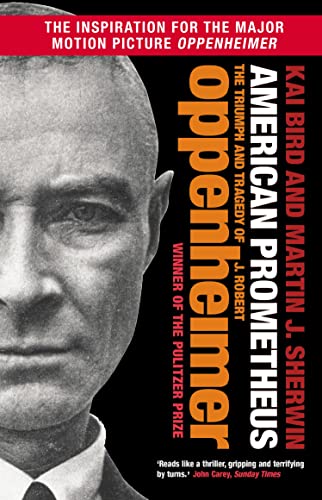 Book cover featuring a black and white portrait of J. Robert Oppenheimer.
