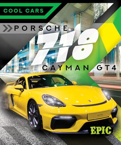 Yellow Porsche 718 Cayman GT4 sports car on a city street.