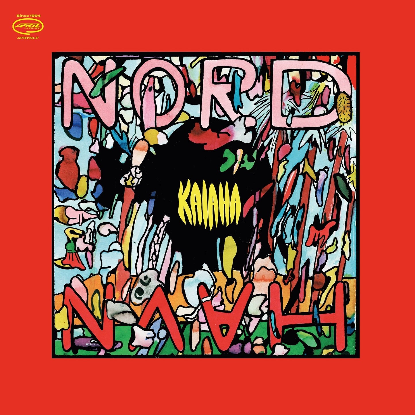 Colorful vinyl record cover for Kalaha’s “Nord Havn” with abstract art.