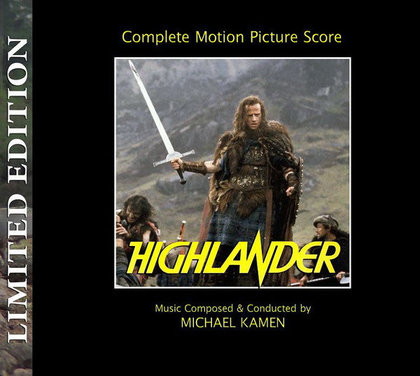 Highlander soundtrack album cover featuring a swordsman and mountainous landscape.