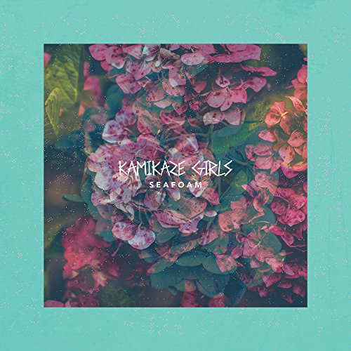 "Album cover with pink flowers on a teal background, titled 'Kamikaze Girls - Seafoam'."