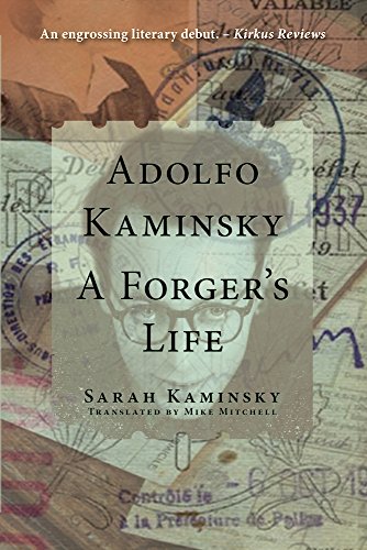 Book cover featuring a portrait of Adolfo Kaminsky with document background.