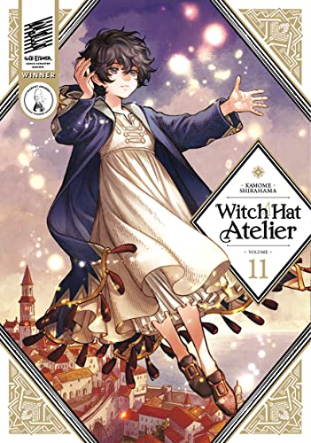 Manga cover: young woman in coat standing on a colorful town.