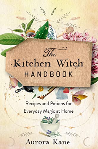 Book cover with floral illustrations and text: "The Kitchen Witch Handbook.
