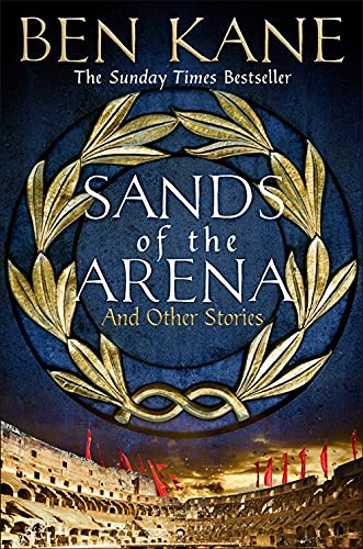 Book cover: "Sands of the Arena" with a Roman coliseum background.