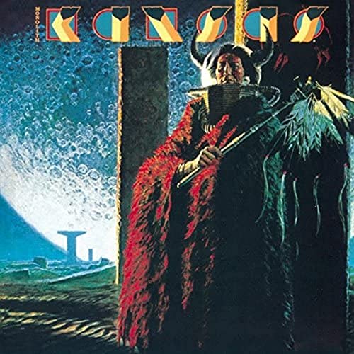 Album cover for Kansas’ “Monolith” featuring a figure and stone monolith.