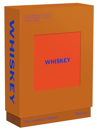 Orange box set titled The Cocktail Cabinet: Whiskey with blue text on a stand.