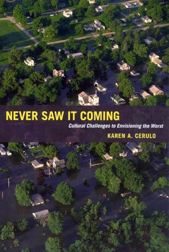 Book cover depicting flooded homes and the title "Never Saw It Coming.