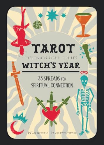 Book cover: "Tarot Through the Witch's Year" with occult symbols.