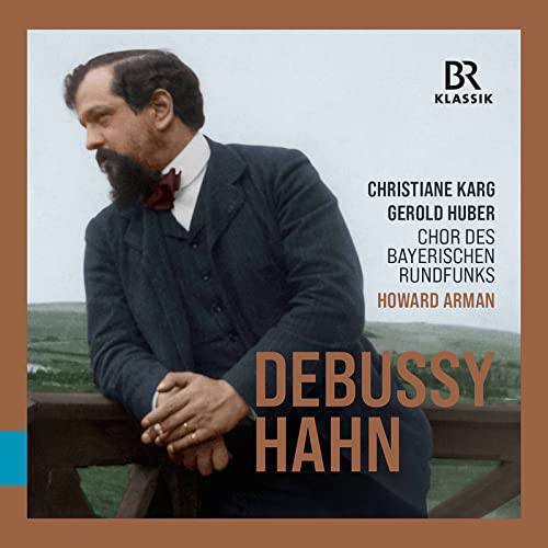 CD cover featuring a portrait of composer Claude Debussy, text details artists and composers.