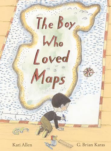 Book cover: boy drawing on a large map, compass nearby.