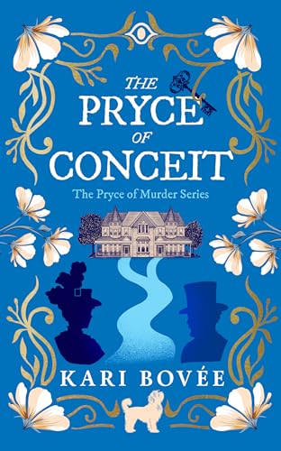 Book cover with a large house, ghostly figures, and floral decorations.