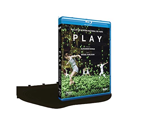 Blu-ray case for “Play,” featuring dancers amidst green spheres.