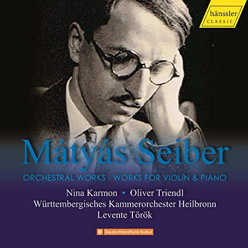CD cover featuring a portrait of composer Mátyás Seiber in glasses.