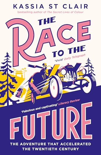 Book cover: āThe Race to the Futureā with vintage car illustration.