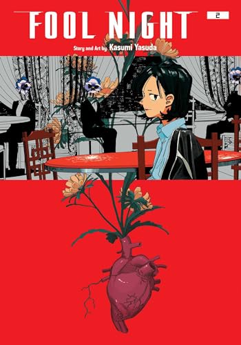Manga cover featuring a person sitting at a table with a heart-shaped plant below.