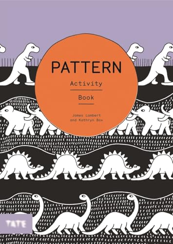 Book cover with repeating dinosaur patterns and orange circle text.