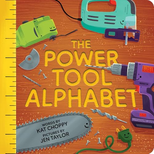 Book cover featuring colorful cartoon power tools and alphabet letters.