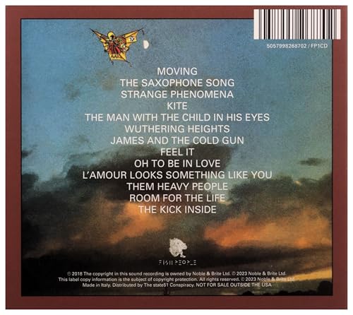 CD back cover for Kate Bush’s “The Kick Inside” with tracklist and barcode.