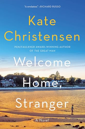 Book cover: "Welcome Home, Stranger" by Kate Christensen, beach scene.