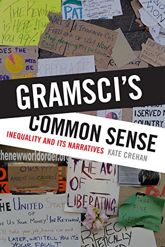 Book cover: "Gramsci's Common Sense" with protest signs background.