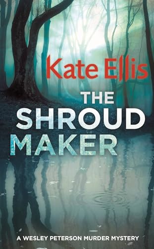 Book cover: dark forest scene with title “The Shroud Maker” in red.