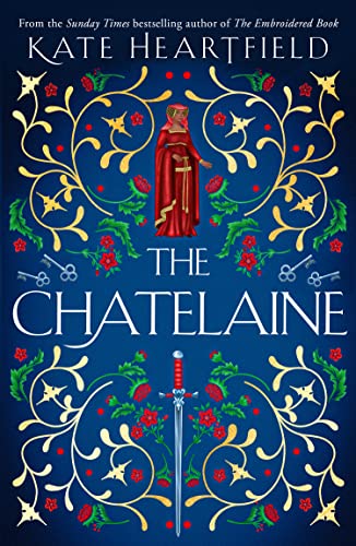 Book cover for “The Chatelaine” featuring a woman in red and floral designs.