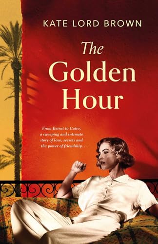 Book cover: woman reclining with palm trees, orange and yellow tones.