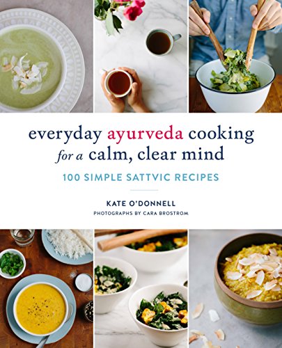 Cookbook cover featuring Ayurvedic food photography and recipe title details.