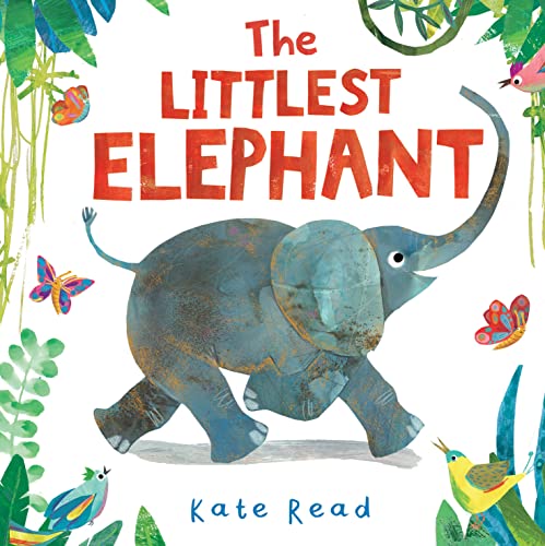 Book cover featuring a small, grey elephant walking through a jungle.