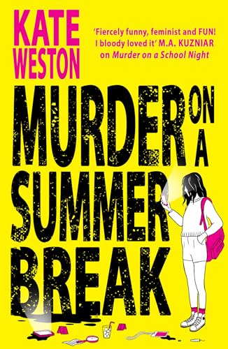 Book cover: “Murder on a Summer Break” with a girl holding a flashlight.