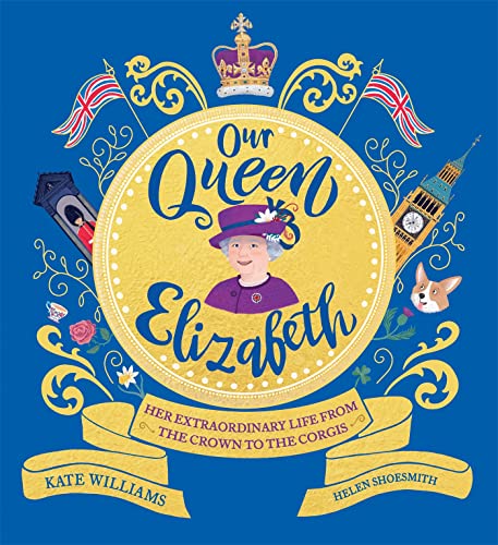 Book cover featuring Queen Elizabeth II, British flags, and landmarks.