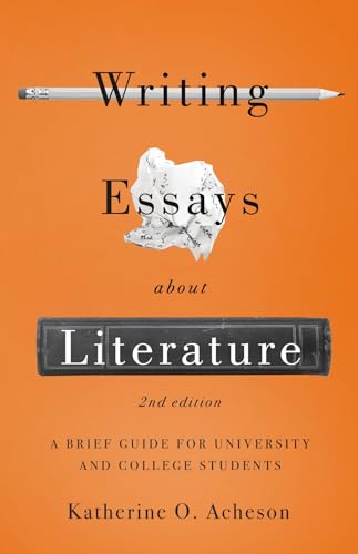 Orange book cover with pencil, crumpled paper, and title: "Writing Essays About Literature".