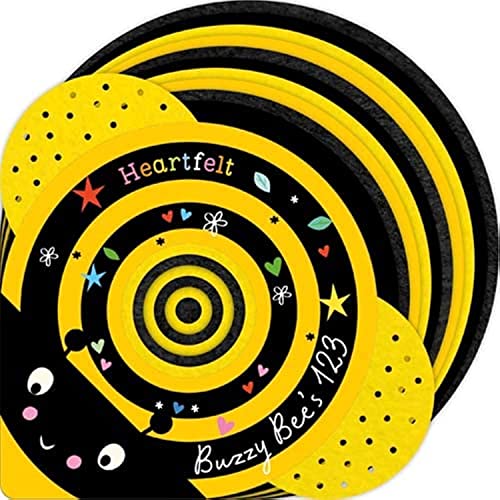 Yellow and black spiral-bound counting book with a bee illustration.