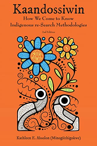 Book cover with floral and abstract designs in blue, orange, and white.