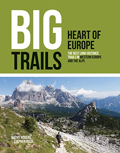 Book cover: āBig Trails: Heart of Europeā with mountain landscape.
